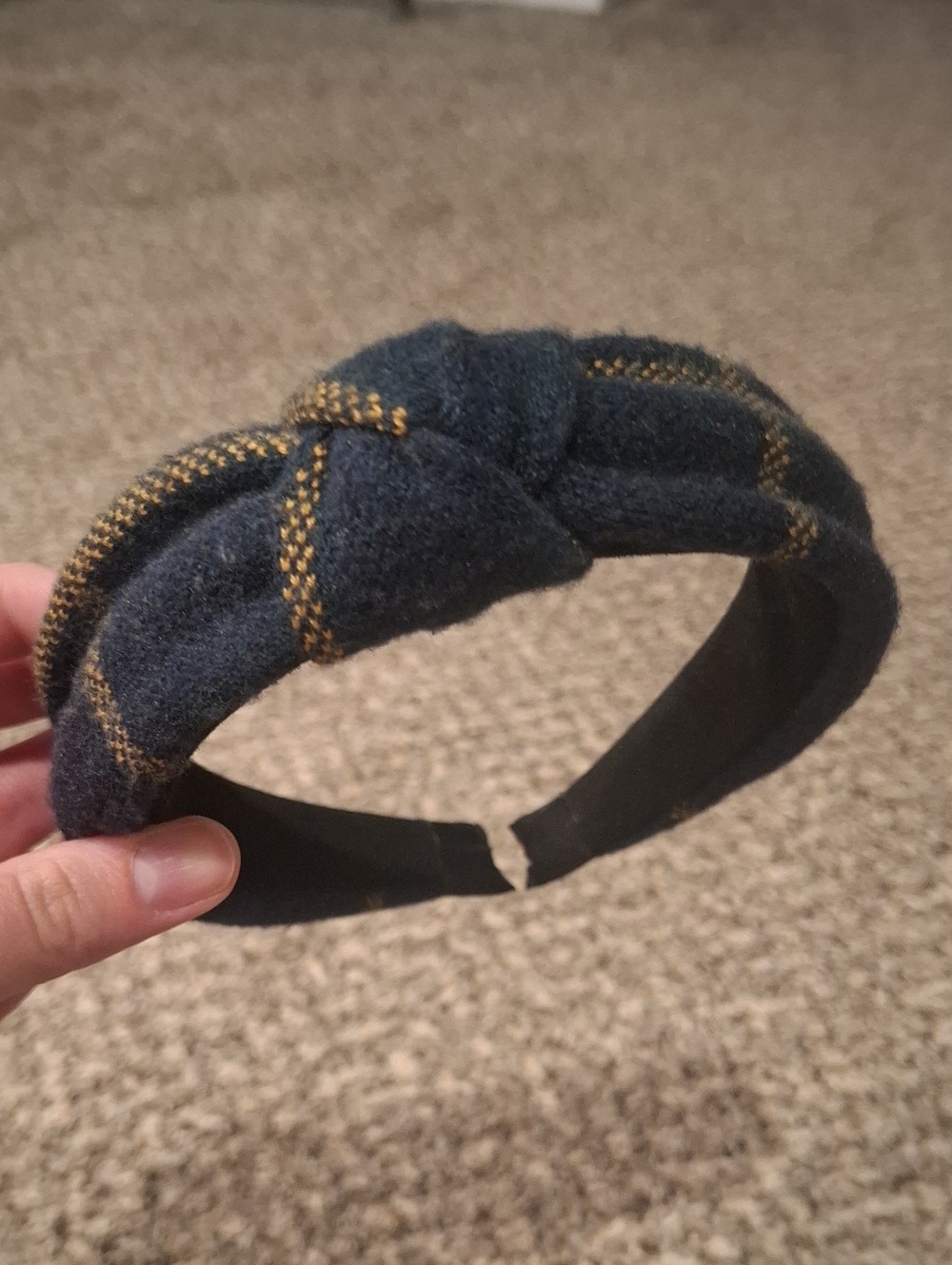 Knot Plaid Headband - Green, Navy, Gold, Like New